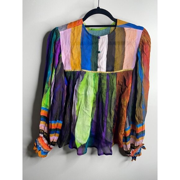 Anthropologie Bl-nk Miranda Peasant Blouse in Holly Size XS XSP Petite NWT $128 - Picture 8 of 9